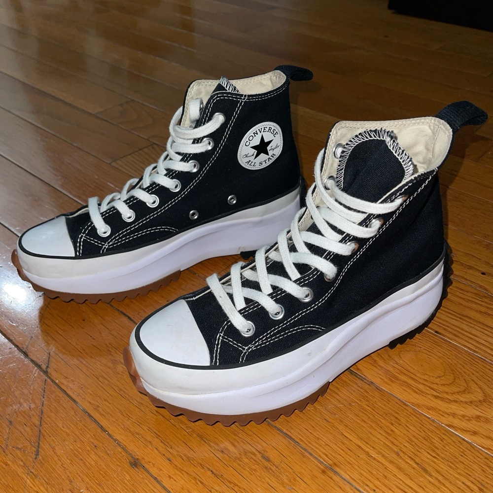 Converse Black High-Tops with White Platform Soles